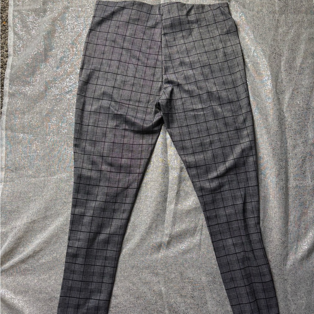 Plaid Gray Women's Pants - Picture 2 of 4